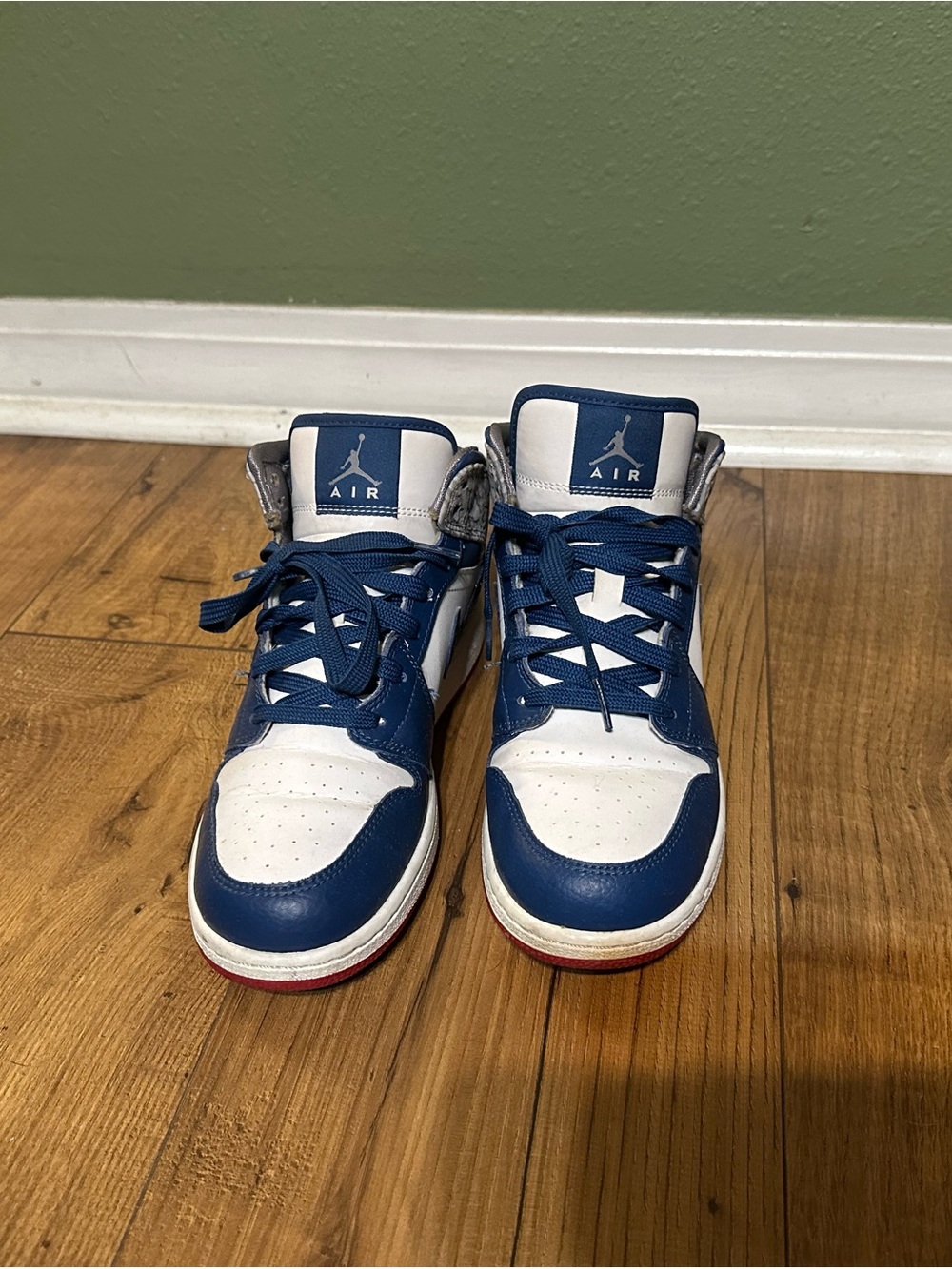 Jordan Kids White and Navy High-Top Sneakers